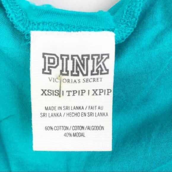 VICTORIA’S SECRET PINK | Teal Short Sleeve Tee Cuffed Low Back with Strap XS/S - Picture 6 of 8